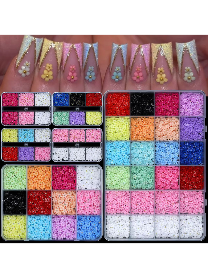 Misscheering Nagelkunst Deko-Set, Harz-Blumen-Charms, Glänzend - Bild 4