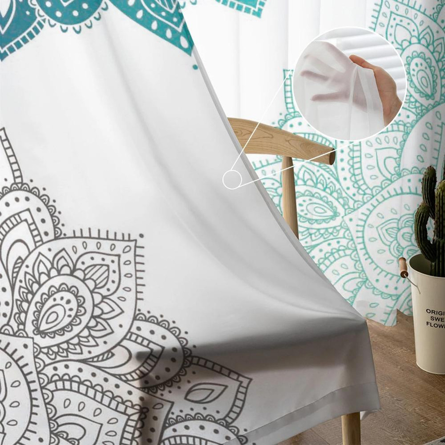 Mandala Chiffon Vorhang mit Farbverlauf aus transparentem Tüll, Breite: 100 cm, Höhe: 250 cm - Bild 1