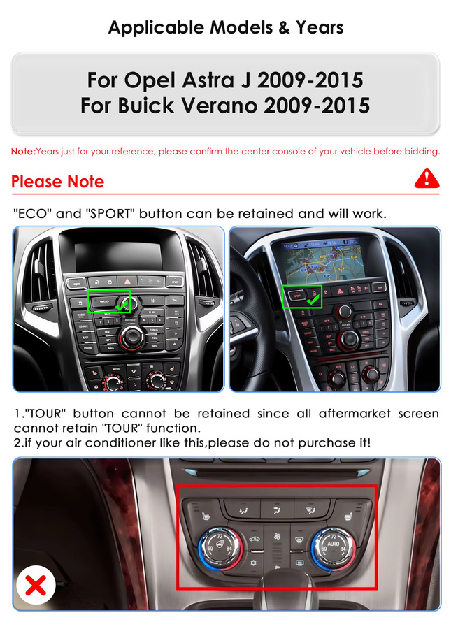 Hizpo Android 13 Autoradio im Tesla Stil mit 9,7 Zoll Display für Opel Astra J und Buick Verano (2009 - 2015), inklusive CarPlay, GPS und DSP, Farbe: Schwarz - Bild 2