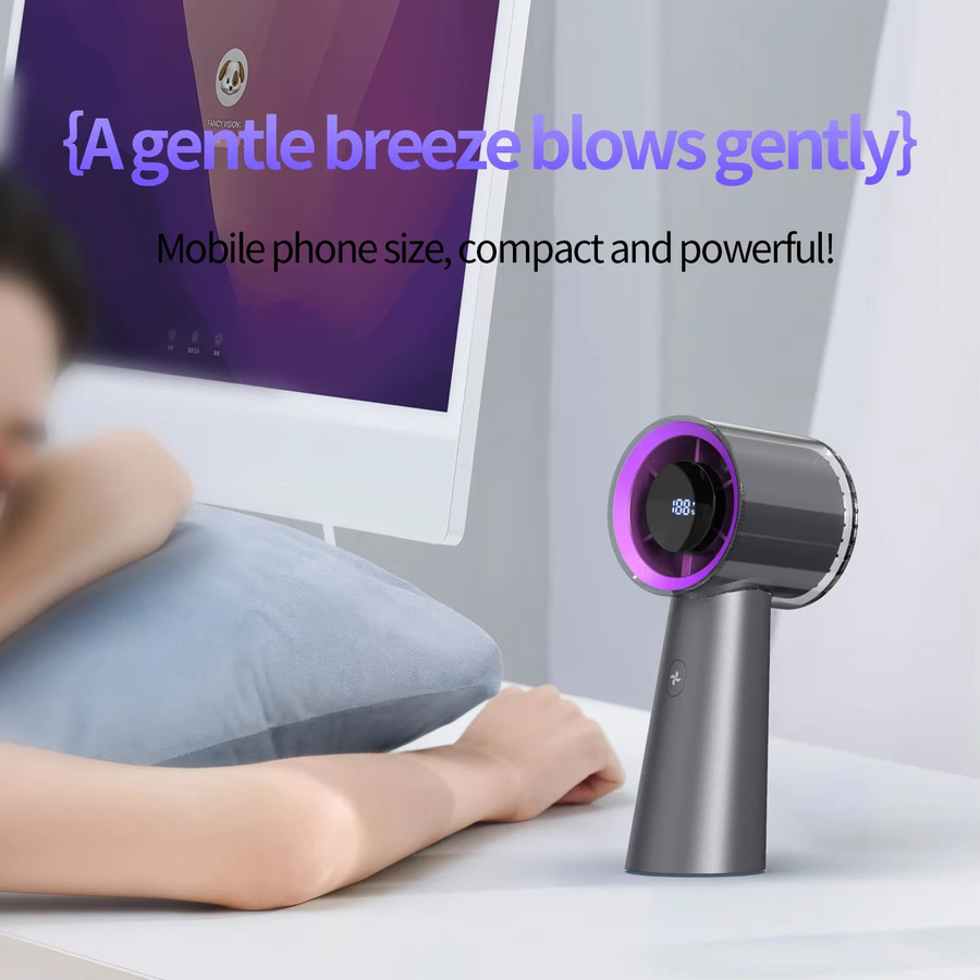 Tinsol USB Handventilator in Grün mit 3000mAh Akku, 10 Geschwindigkeitsstufen und Display, tragbarer wiederaufladbarer Mini-Ventilator aus Kunststoff - Bild 5