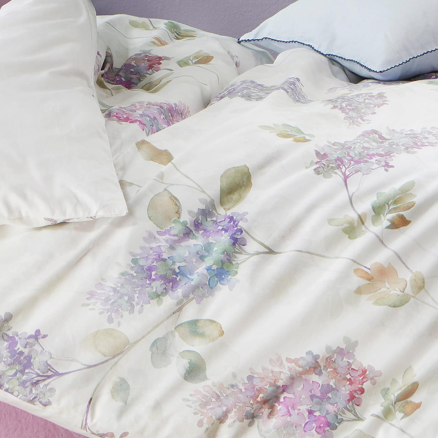 Fleuresse Mako-Satin Bettwäsche Set mit Duvetbezug und Kissenbezug, Floral Design, Wendeoptik, Flieder, Lila, Rosa und Weiß, B/H: 240 x 220 cm - Bild 1