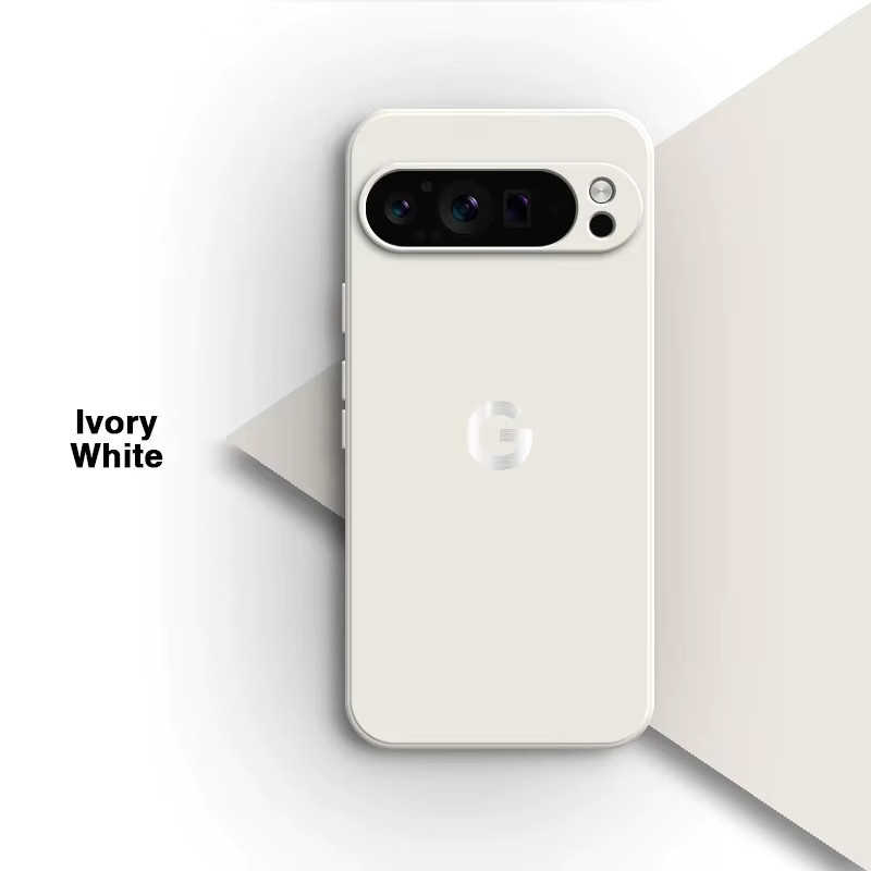 G-LOGO Flüssig-Silikon-Hülle für Google Pixel 11 10 9 8 7 6A Pro XL, dünne Schutzhülle mit Unterstützung für kabelloses Laden in Purple oder White - Bild 1