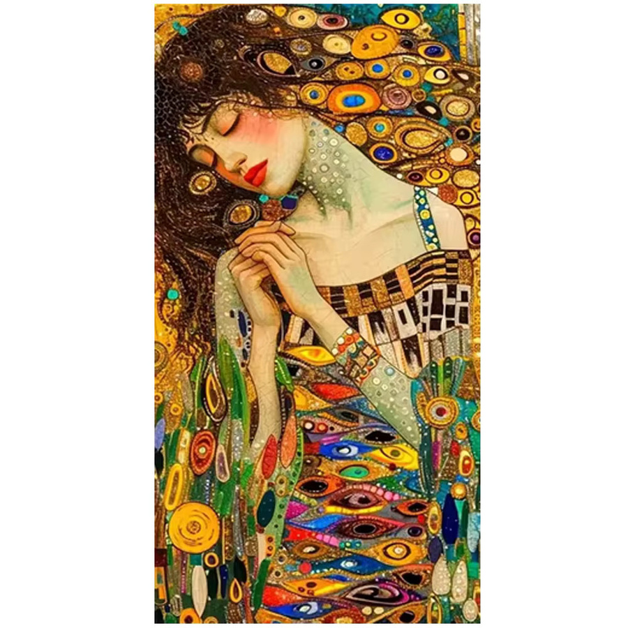 5D DIY Diamantmalerei Kit Gustav Klimt Eleganz Frau Mosaik Set mit quadratischen Steinen in Multicolor auf Canvas - Bild 3