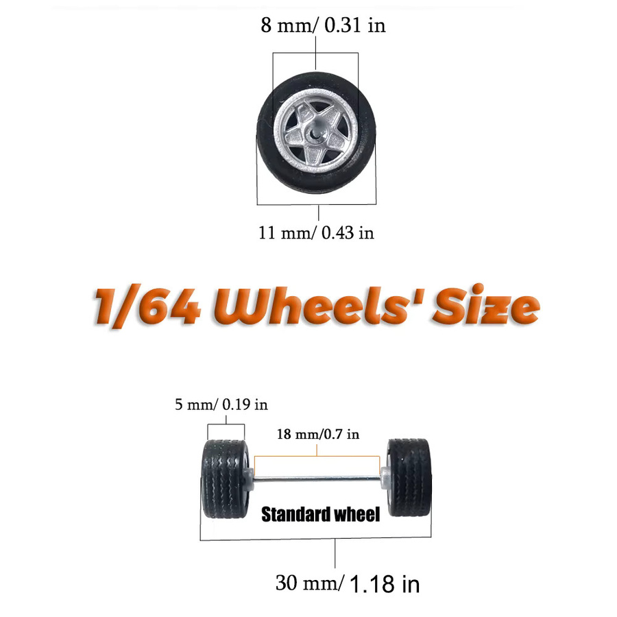 Hot Wheels Räder mit festen Gummireifen, 1/64, Zubehör - Bild 3