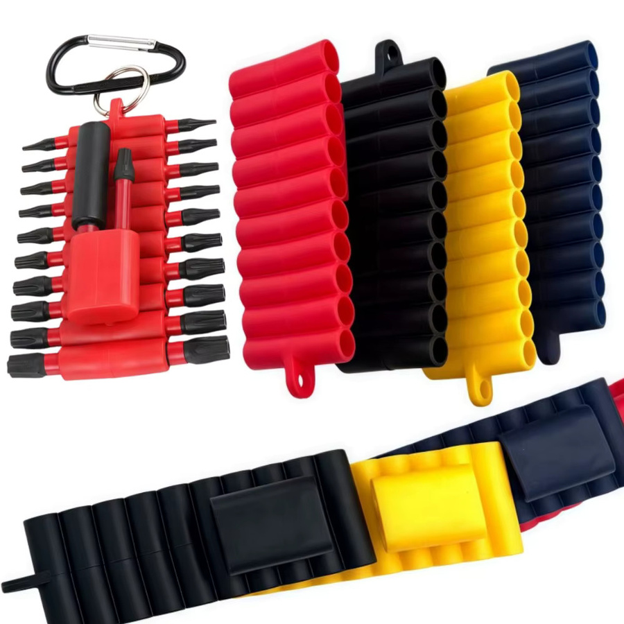 22-Loch Schraubendreher-Bithalter aus weichem Gummi in Gelb als Organizer für 1/4 Zoll Sechskant-Bits und Bohrer - Bild 2