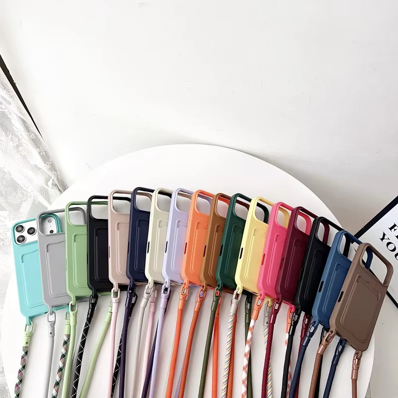 EHUIDE Crossbody Brieftaschen-Schutzhülle für iPhone mit Umhängekordel und Kartenfächern, stoßfest, Orange - Bild 1
