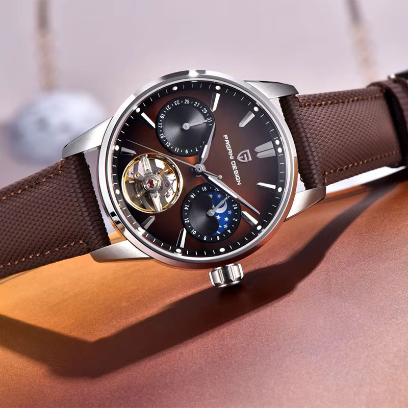 PAGANI DESIGN Armbanduhr Tourbillon, Edelstahl, Schwarz, 41 mm, Herren - Bild 4