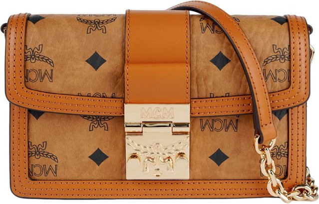 MCM Monogramm Kette Schultertasche Mini, Damen, Braun Cognac - Bild 1