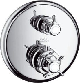Hansgrohe Axor Montreux Fertigmontageset UP-THM mit Thermostat und Kreuzgriffen in brushed nickel - Bild 1