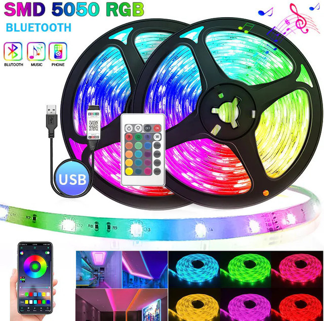 LeiiGeeGo RGB USB-LED-Lichtleiste mit SMD 5050, Multicolor TV-Hintergrundbeleuchtung mit Bluetooth, Wifi, App-Steuerung und Fernbedienung - Bild 1
