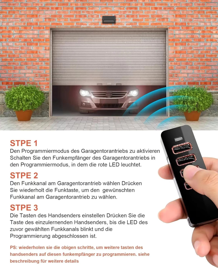Sommer Pearl Garagentor Fernbedienung Hand Sender 868MHz in Schwarz - Bild 3