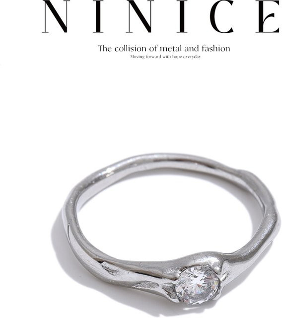 NiNice Edelstahlring, Silber, Zirkonia - Bild 1