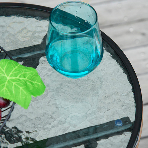 Outsunny Gartentisch rund mit Glasplatte in Wasserrippel-Optik, schwarz, Metall, Durchmesser: 45 cm, Höhe: 50 cm - Bild 6