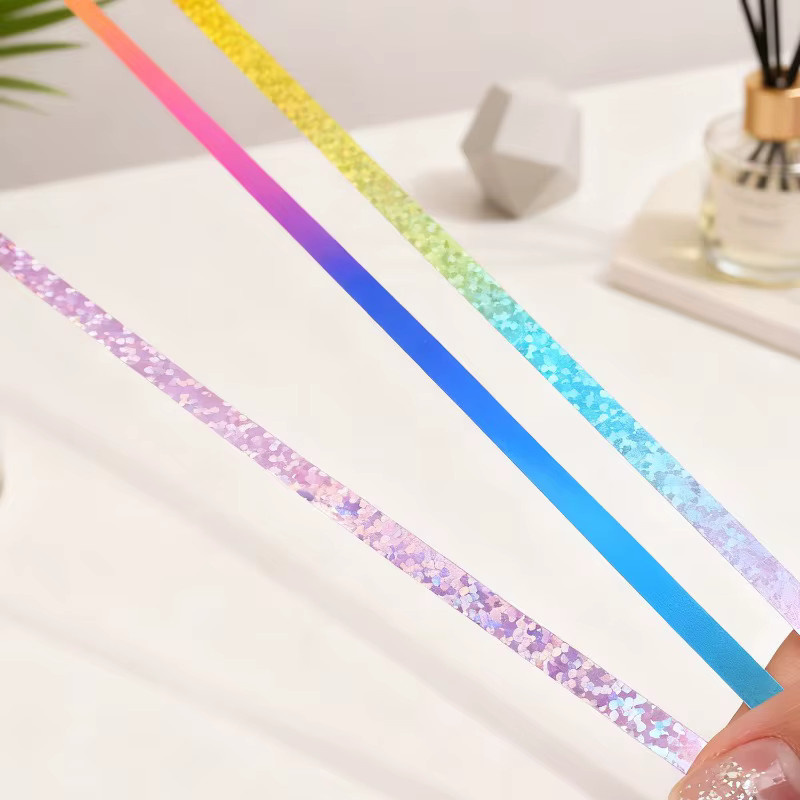 Buntes Regenbogen-Band aus glänzendem Metall für Geschenkverpackungen und Dekoration, 200 m Rolle - Bild 3