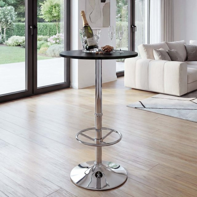 MCW Stehtisch Bilbao mit Fußablage in Schwarz aus lackiertem Holz und verchromtem Metall, B/T/H: 60 x 60 x 109 cm - Bild 2