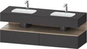 Duravit Qatego Einbauwaschtisch-Möbel-Set in Grau mit internen Schubladen, B/T/H: 160 x 55 x 60 cm - Bild 1