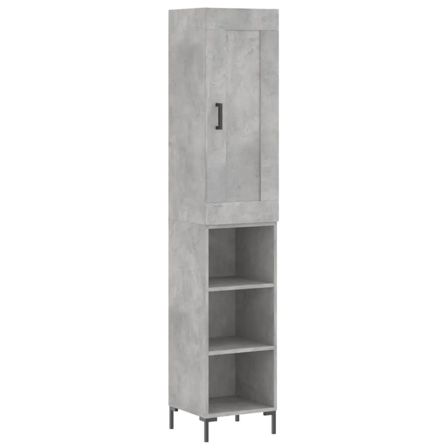 vidaXL Highboard in Betongrau mit Schranktüren und offenen Regalen, Wandmontage, B/T/H: 34,5 x 34 x 180 cm - Bild 2