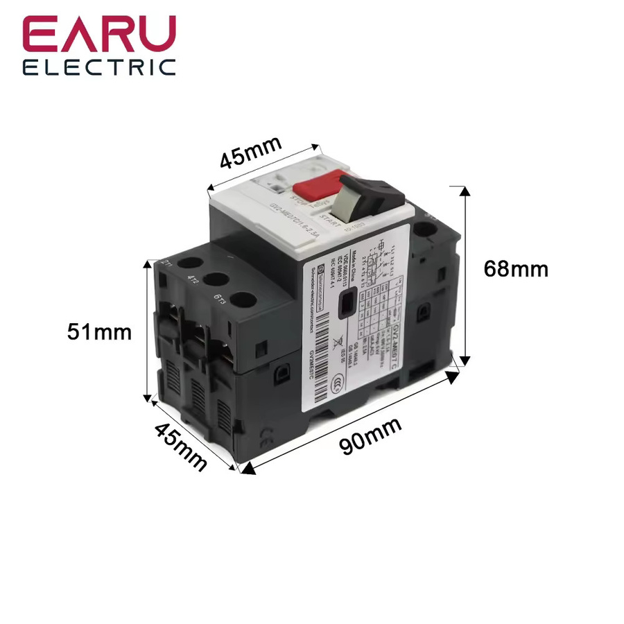Motorstarter GV2ME Serie Motorschutzschalter mit Druckknopf, 3-poliger thermisch-magnetischer Motorschutzschalter MPCB - Bild 2