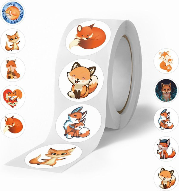 500 bunte Fuchs Tier Aufkleber für Auto, Skateboard, Kühlschrank und Handy - Bild 1