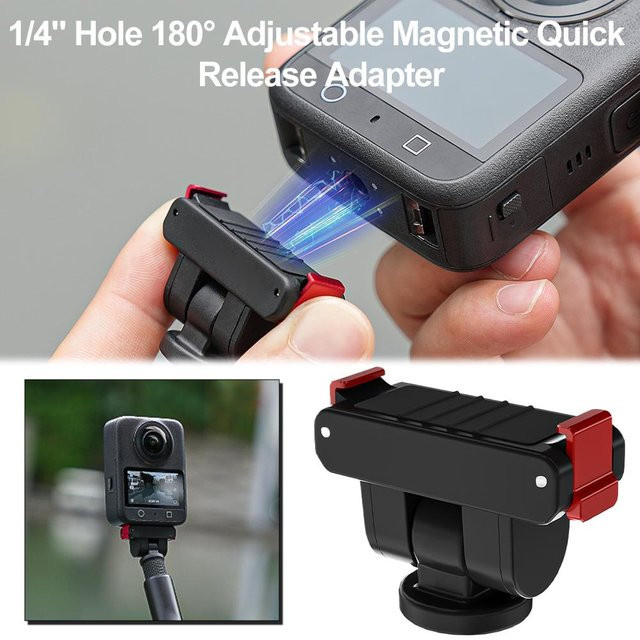 DJI Osmo 360 Magnetische Schnellverschluss-Halterung mit verstellbarem Rotationsadapter in Schwarz - Bild 1