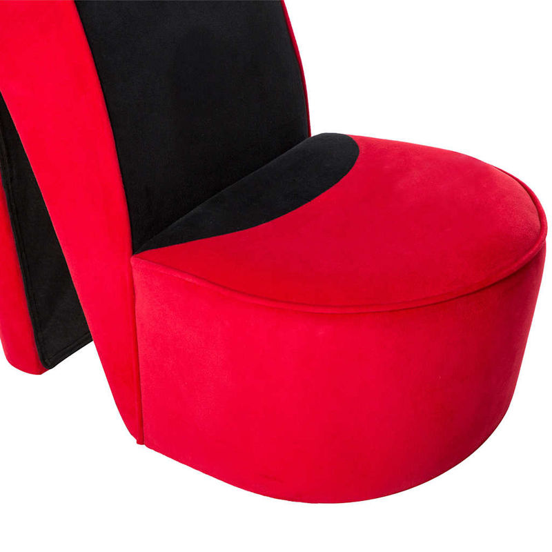 vidaXL Sessel in Stöckelschuh-Form aus Samt in Rot und Schwarz - Bild 6