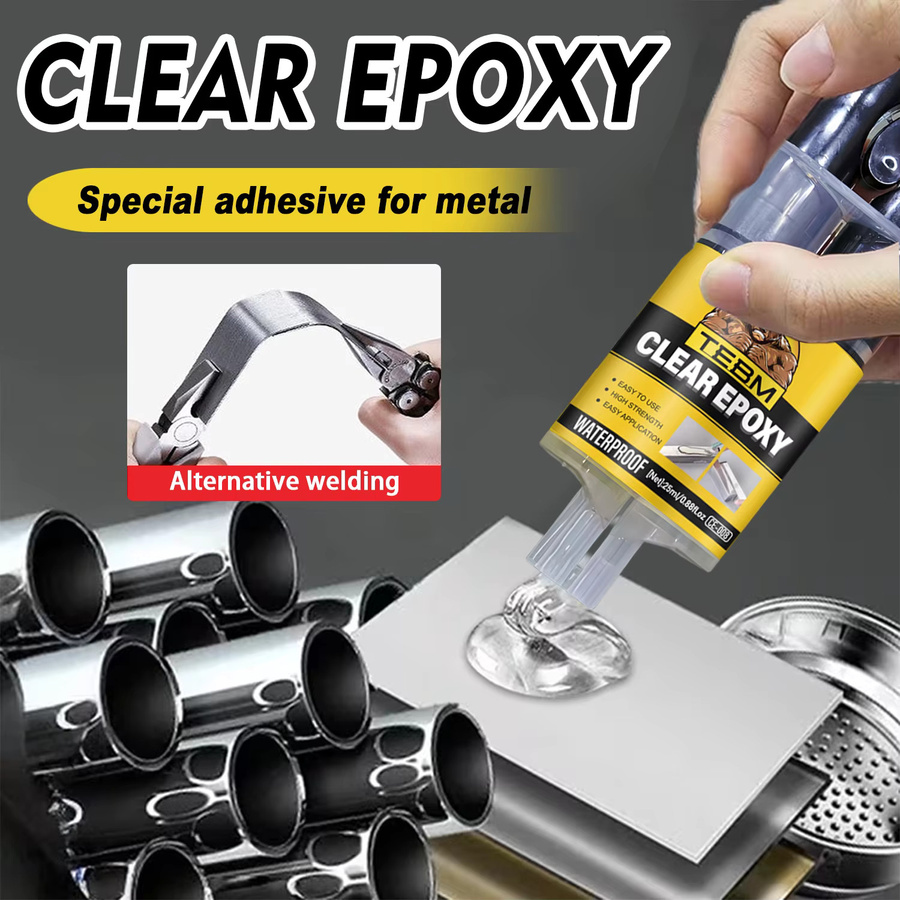TEBM Epoxidharz-AB-Kleber transparent, 25 ml schnell trocknender Sofortkleber für Leder, Gummi, Holz und Metall - Bild 2