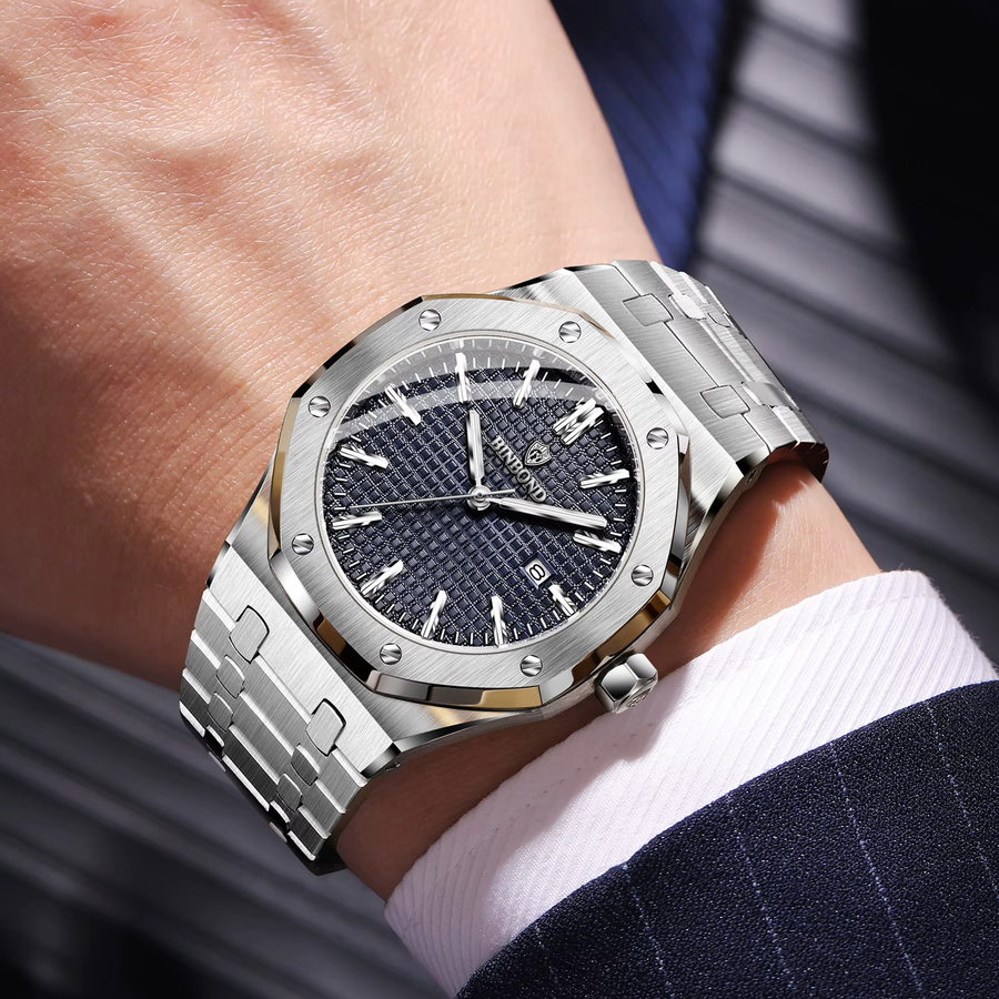 BINBOND Armbanduhr Quarz, Edelstahl, Silber, Herren - Bild 4