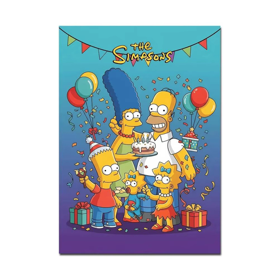 Vintage Anime Poster Simpsons Cartoon Wandkunst Illustration auf weißem Kraftpapier in Multicolour - Bild 6