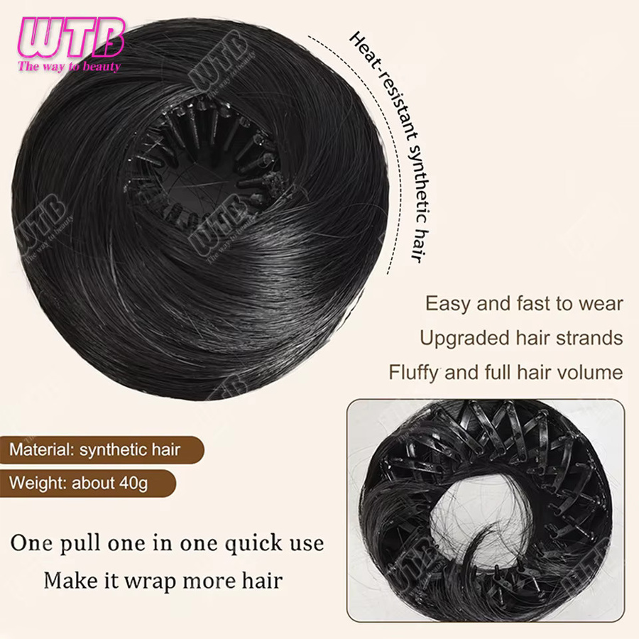 WTB Synthetische Messy Bun Haarteile, Gerade, Mini Haarspange - Bild 3