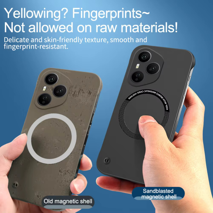 Ultradünne magnetische Handyhülle für Honor in Schwarz und Gelb, rahmenloses Design mit mattierter, rutschfester Oberfläche und Unterstützung für kabelloses Laden - Bild 4