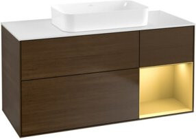 V&B Waschtischunterschrank Finion in Walnuss Furnier, Breite: 120 cm, Tiefe: 60 cm - Bild 1