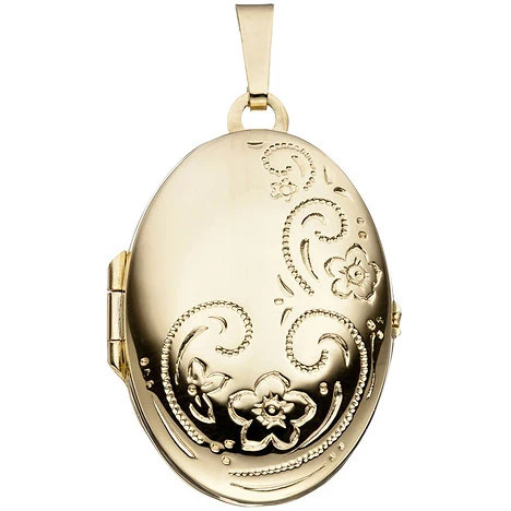 Colfem Medaillon Anhänger, 333 Gelbgold, oval, Unisex - Bild 1