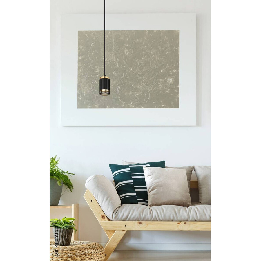Globo Lighting Pendelleuchte modern Zylinder aus Metall und Aluminium in Schwarz und Gold/Messing mit GU10 Fassung, Höhe: 120 cm, Durchmesser: 10 cm - Bild 2