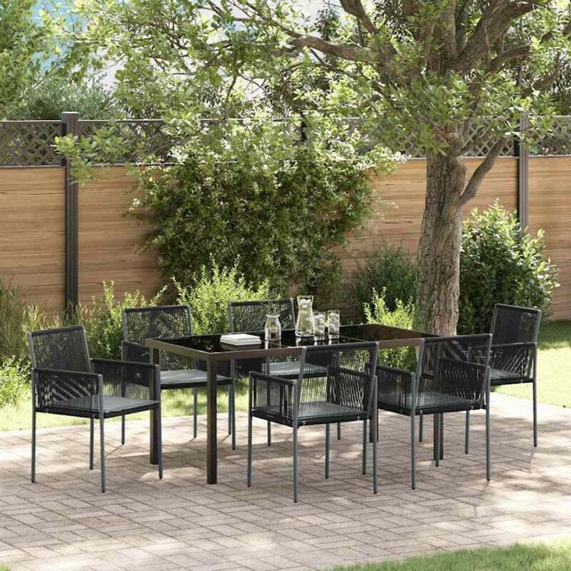 Vidaxl Gartenmöbel-Set aus Polyrattan bestehend aus 7 Teilen in Schwarz im modernen Rattan-Design - Bild 1