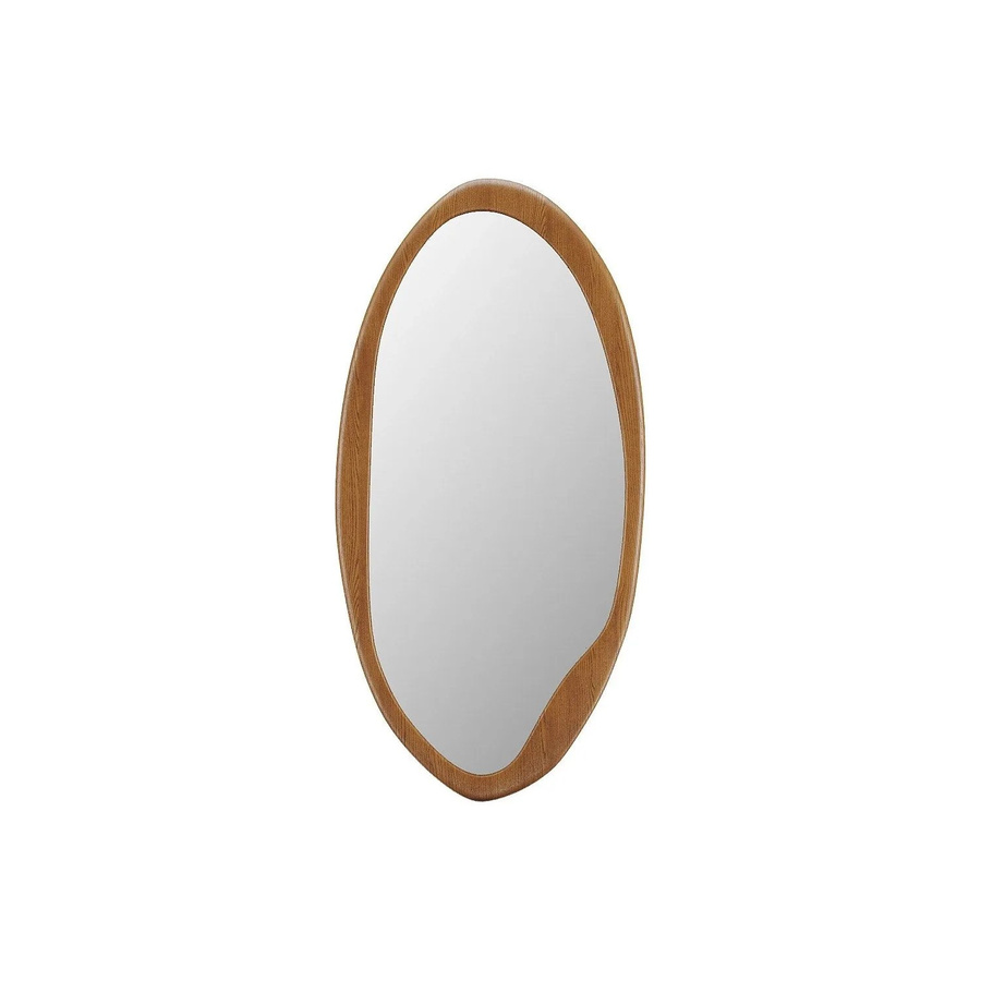 Vente-unique Wandspiegel Fujian Oval aus Kautschukholz in Naturfarben Hell, Durchmesser: 50 cm - Bild 2