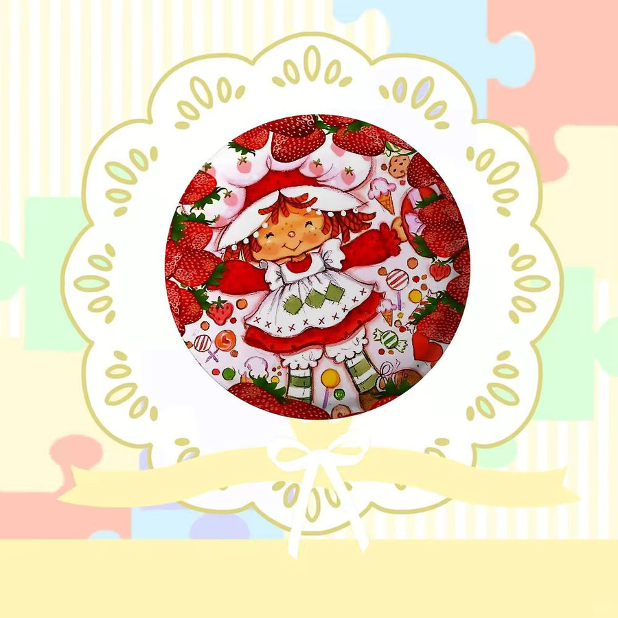 Bilibili Puppen-Anstecknadeln mit Erdbeer-Kuchen-Motiv in Multicolour, runde dekorative Accessoires - Bild 2