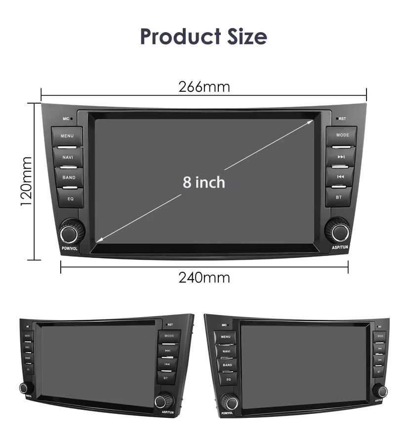 Hizpo Android Multimedia Autoradio mit 8 Zoll Display für Mercedes Benz E-Klasse W211 und CLS, inklusive GPS und Carplay, Schwarz - Bild 5