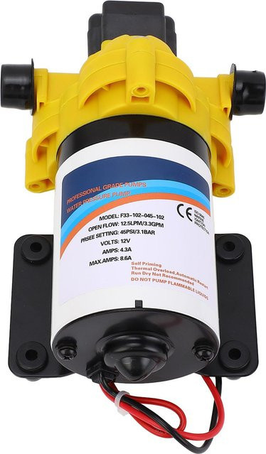 Aimo Membranwasserpumpe Selbstansaugend 12V DC 3,3 GPM 45 PSI Geräuscharm in Gelb für Wohnmobil Marine Yacht und Wohnwagen - Bild 1