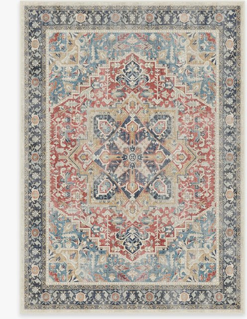 Waschbarer Teppich Lodestar mit persischem Vintage-Muster und geometrischem Design, Mehrfarbig, B/T: 140 x 60 cm, Höhe: 1 cm - Bild 1