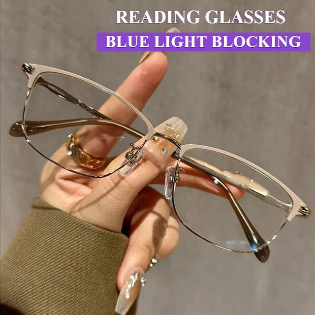 MDOD Lesebrille, Metall, rechteckig, Anti-Blaulicht - Bild 1