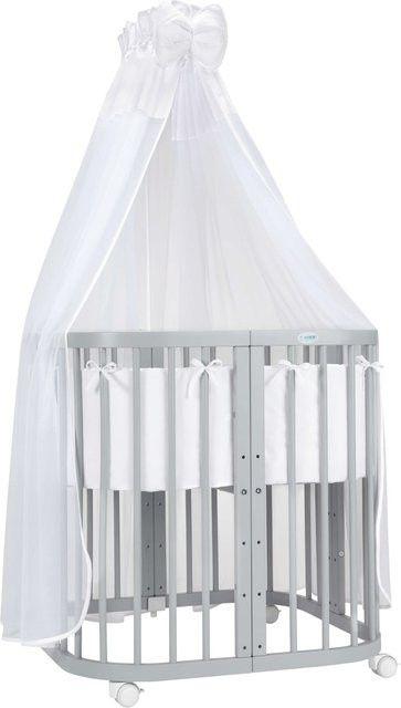 Waldin 7in1 Babybett Kinderbett aus Buchenholz mit Matratze, lackiertes mitwachsendes Kinderbett - Bild 1