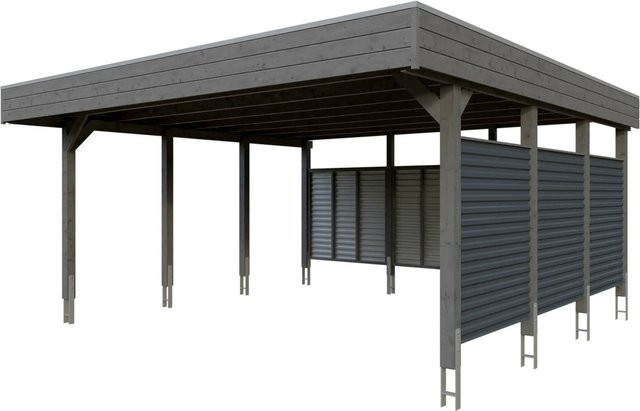 Skan Holz Doppelcarport Friesland Set 13 Schiefergrau B/T: 557 x 555 cm mit Rück- und Seitenwand - Bild 1