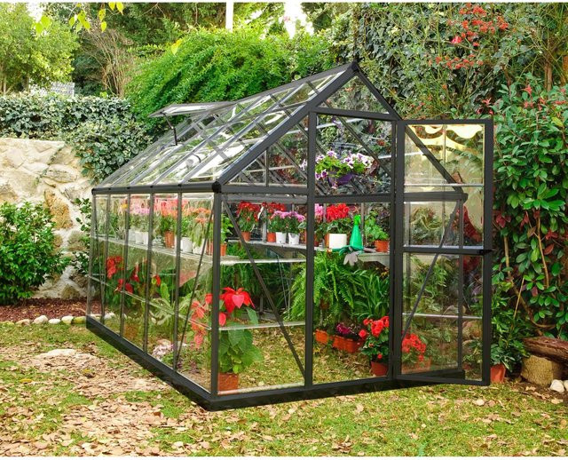 Palram Canopia Gewächshaus Harmony Grau mit Polycarbonat und Fundamentrahmen B: 306 cm, T: 208 cm, H: 185 cm - Bild 1