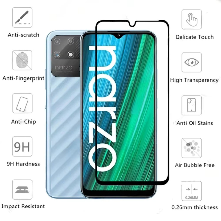 Realme Displayschutz aus gehärtetem Glas für Narzo 80x 80 Pro 50 50A 50i 30 30A 8 9 Pro GT inklusive Kameralinsen-Schutzfolie transparent - Bild 2