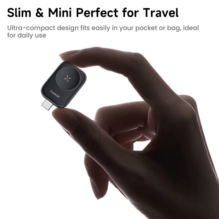 Toocki TW13 Magnetisches kabelloses Ladegerät für Apple Watch S1-S11, SE 2-3 und Ultra 1-3, Typ-C, Schwarz - Bild 2