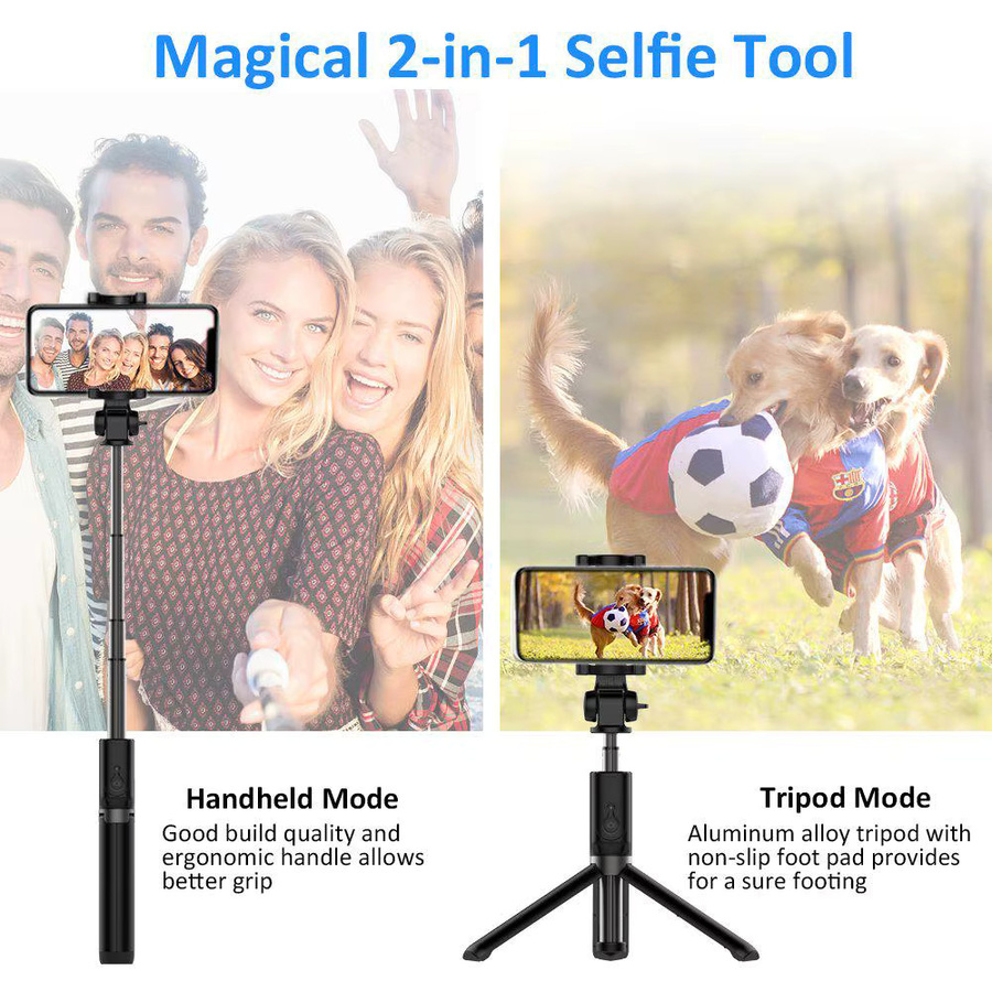 NYFundas Selfie Stick Stativ und Smartphone Halterung für iPhone, Samsung, Xiaomi und Huawei in Schwarz - Bild 5