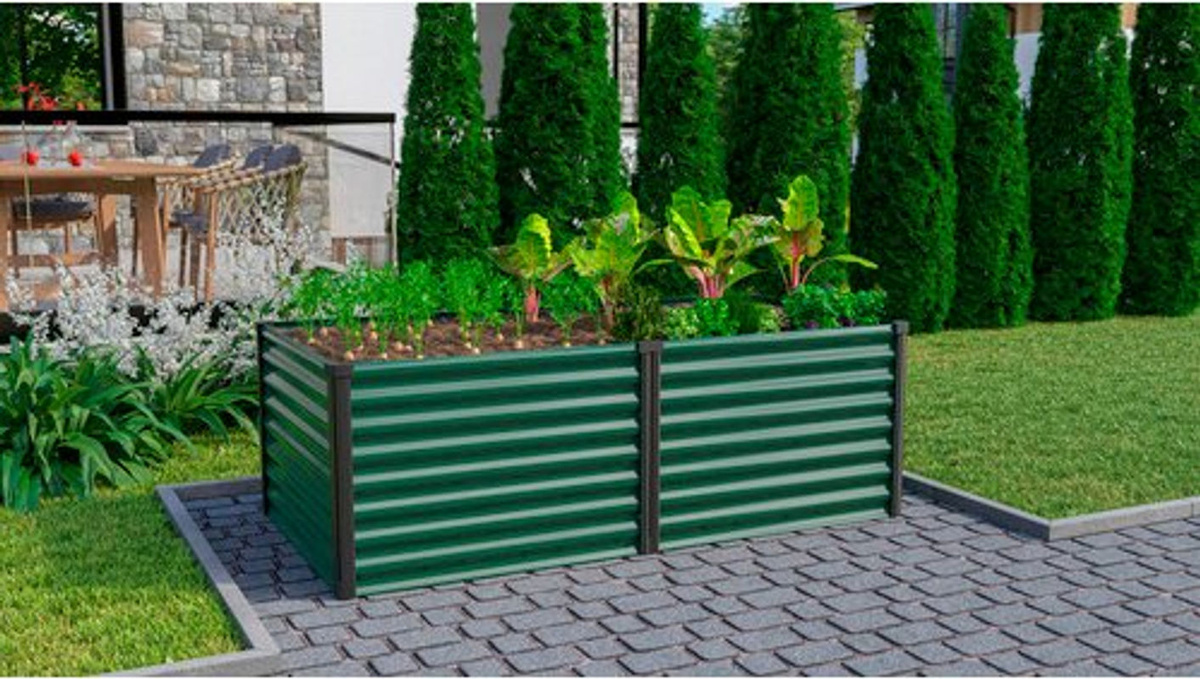 VITAVIA Hochbeet Meta 630 aus Aluminium und Zincalume in Grün, B/H/L: 96,17 x 63,2 x 187,68 cm - Bild 3
