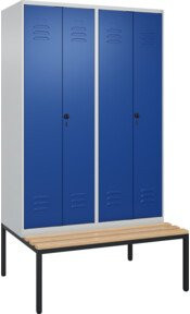 C+P PSA Doppel-Spind Classic PLUS Sitzbank mit 4 Abteilen und Buche-Hartholz Sitzfläche, B/T/H: 212,0 x 120,0 x 81,5 cm - Bild 1
