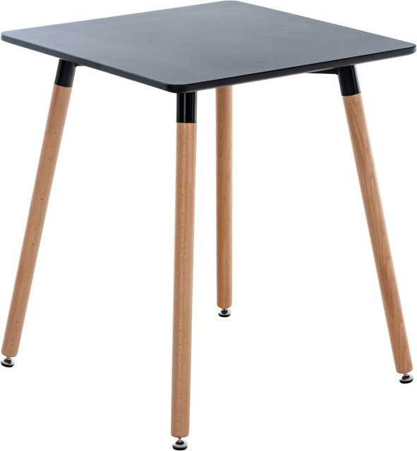 TPFLiving Tisch Vivien modern quadratisch in Schwarz mit Buchenoptik, B/T/H: 60 x 60 x 70 cm - Bild 1