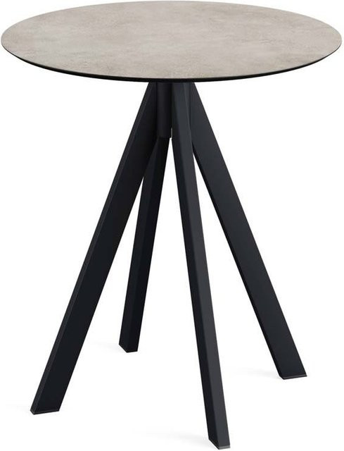 Feros Terrassentisch Infinity rund mit HPL-Platte in Sand und schwarzem Metallgestell, Höhe: 73,2 cm, Durchmesser: 70 cm - Bild 1
